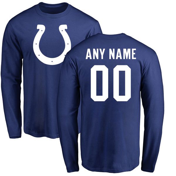Men Indianapolis Colts NFL Pro Line Royal Any Name and Number Logo Custom Long Sleeve T-Shirt